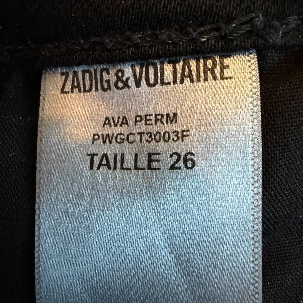 Zadig & Voltaire Ava Perm Black Mid-Rise Jeans Cropped Length Size 26 Women's - Picture 12 of 13
